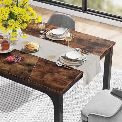 71" Industrial Dining Table for 6–8 People, Rustic Rectangular Kitchen & Dining Room Table with Heavy-Duty Metal Frame, Workstation or Game Night – Rustic Brown & Black
