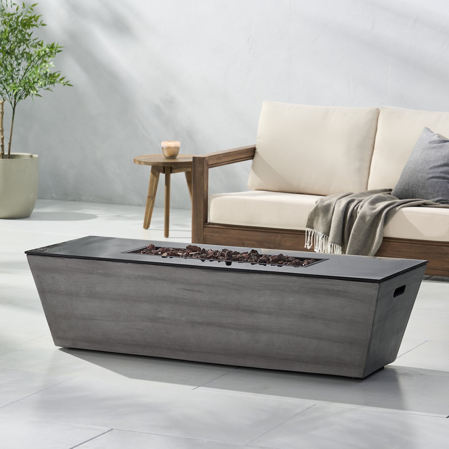 56" RECTANGLE MGO FIRE PIT - 50 000 BTU