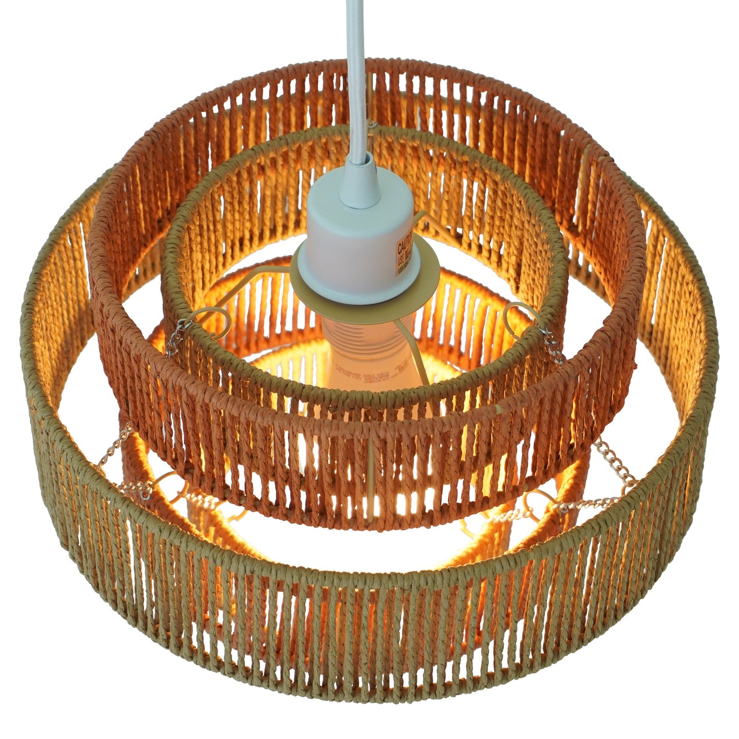 Dorset Pendant Lamp - White and Natural/Terracotta