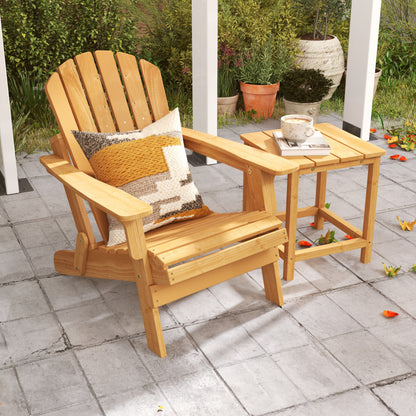 Oversize Wooden Outdoor Folding Adirondack Chair with Pre-Assembled BackRest & SeatBoard, Wood Patio Chair for Garden Backyard Porch Pool Deck Firepit