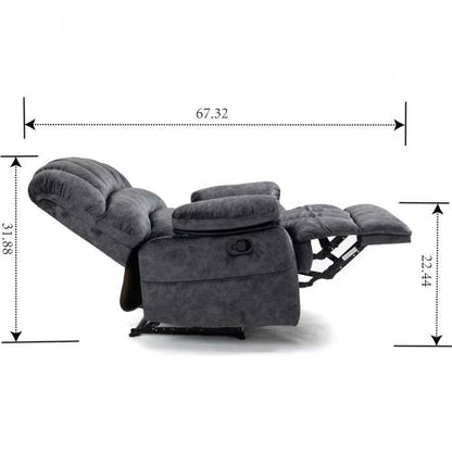 Large Manual Recliner Chair in Fabric for Living Room, Gray