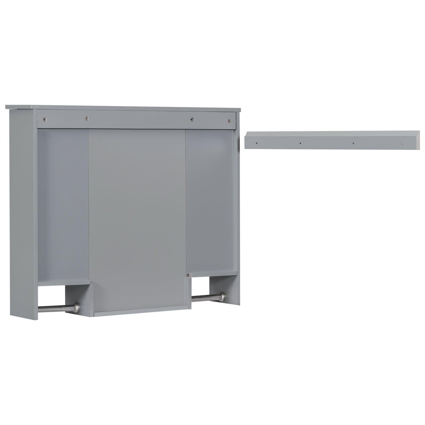 35'' x 28'' Modern Wall Mounted Bathroom Storage Cabinet, Bathroom Wall Cabinet with Mirror, Medicine Cabinet with Towels Bar