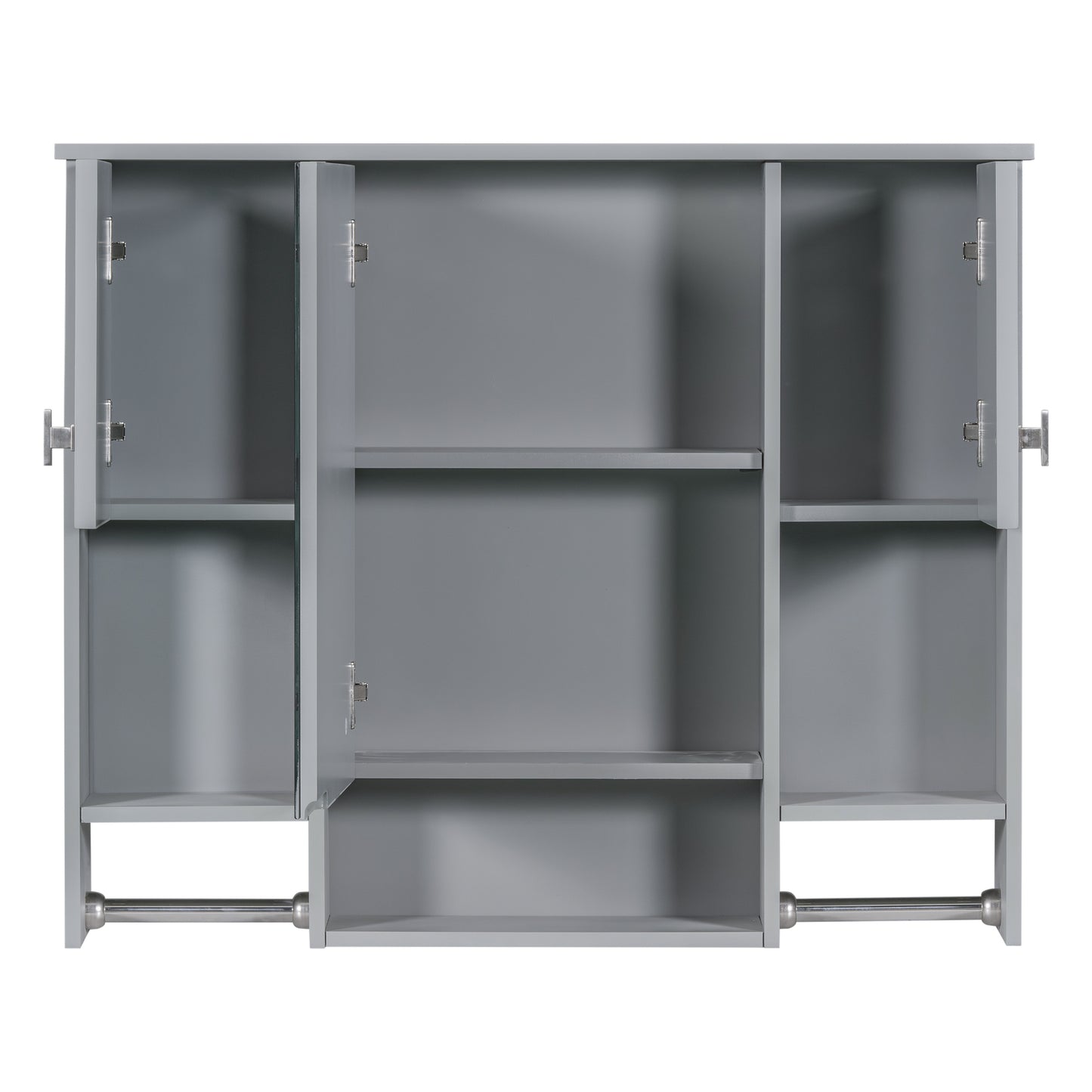 35'' x 28'' Modern Wall Mounted Bathroom Storage Cabinet, Bathroom Wall Cabinet with Mirror, Medicine Cabinet with Towels Bar