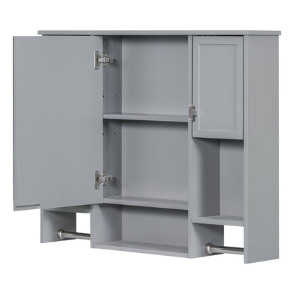 35'' x 28'' Modern Wall Mounted Bathroom Storage Cabinet, Bathroom Wall Cabinet with Mirror, Medicine Cabinet with Towels Bar