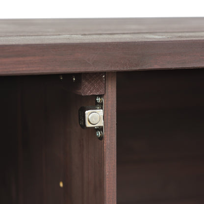 Outdoor Kitchen Island, Rolling Bar Cart & Storage Cabinet, Farmhouse Solid Wood Outdoor Grill Table with Stainless Steel Top, Spice Rack , Towel Rack for Kitchen & Barbecue , Dark Brown