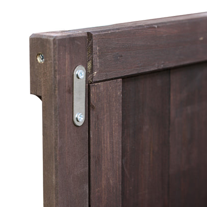 Outdoor Kitchen Island, Rolling Bar Cart & Storage Cabinet, Farmhouse Solid Wood Outdoor Grill Table with Stainless Steel Top, Spice Rack , Towel Rack for Kitchen & Barbecue , Dark Brown