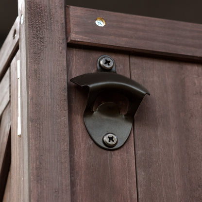 Outdoor Kitchen Island, Rolling Bar Cart & Storage Cabinet, Farmhouse Solid Wood Outdoor Grill Table with Stainless Steel Top, Spice Rack , Towel Rack for Kitchen & Barbecue , Dark Brown