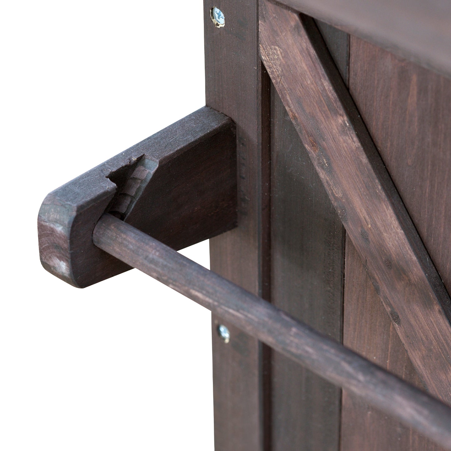 Outdoor Kitchen Island, Rolling Bar Cart & Storage Cabinet, Farmhouse Solid Wood Outdoor Grill Table with Stainless Steel Top, Spice Rack , Towel Rack for Kitchen & Barbecue , Dark Brown