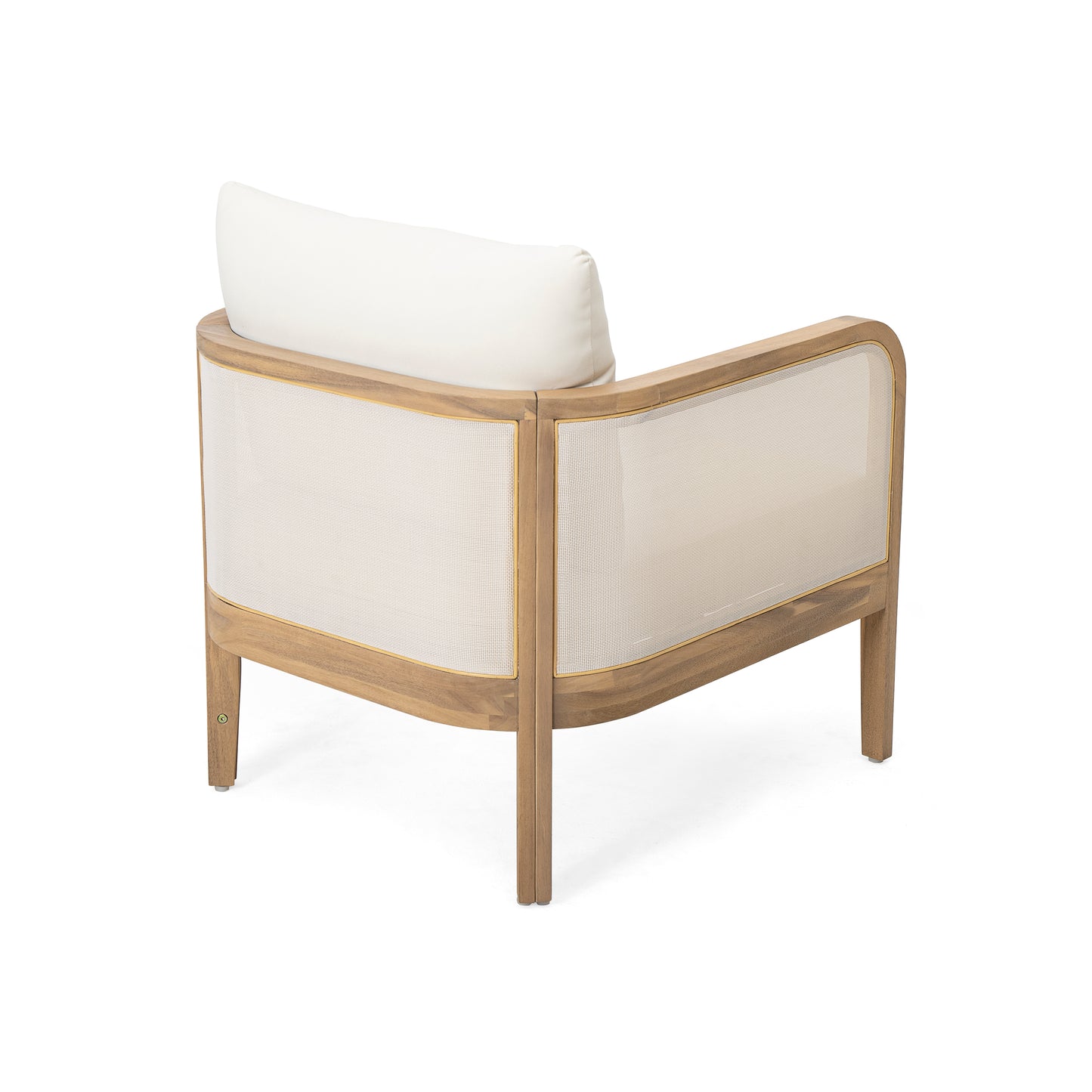Outdoor Acacia Wood Patio Club Chair, Textilene Patio Furniture,Waterproof Thick Cushion Deep Seating for Porch, Garden, Backyard, Balcony, Weight Capacity 400lbs, Light Teak Finish, Beige