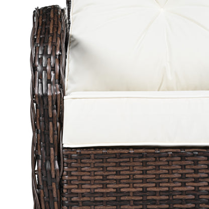 3-piece Outdoor Chair&Table Set Chat Set 2-person Rattan Seating Group with Two Swiveling and Rocking Chairs and a Square Table for Garden, Patio, or Balcony, Brown