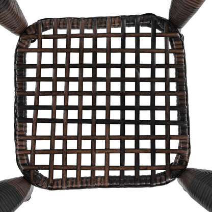 3-piece Outdoor Chair&Table Set Chat Set 2-person Rattan Seating Group with Two Swiveling and Rocking Chairs and a Square Table for Garden, Patio, or Balcony, Brown