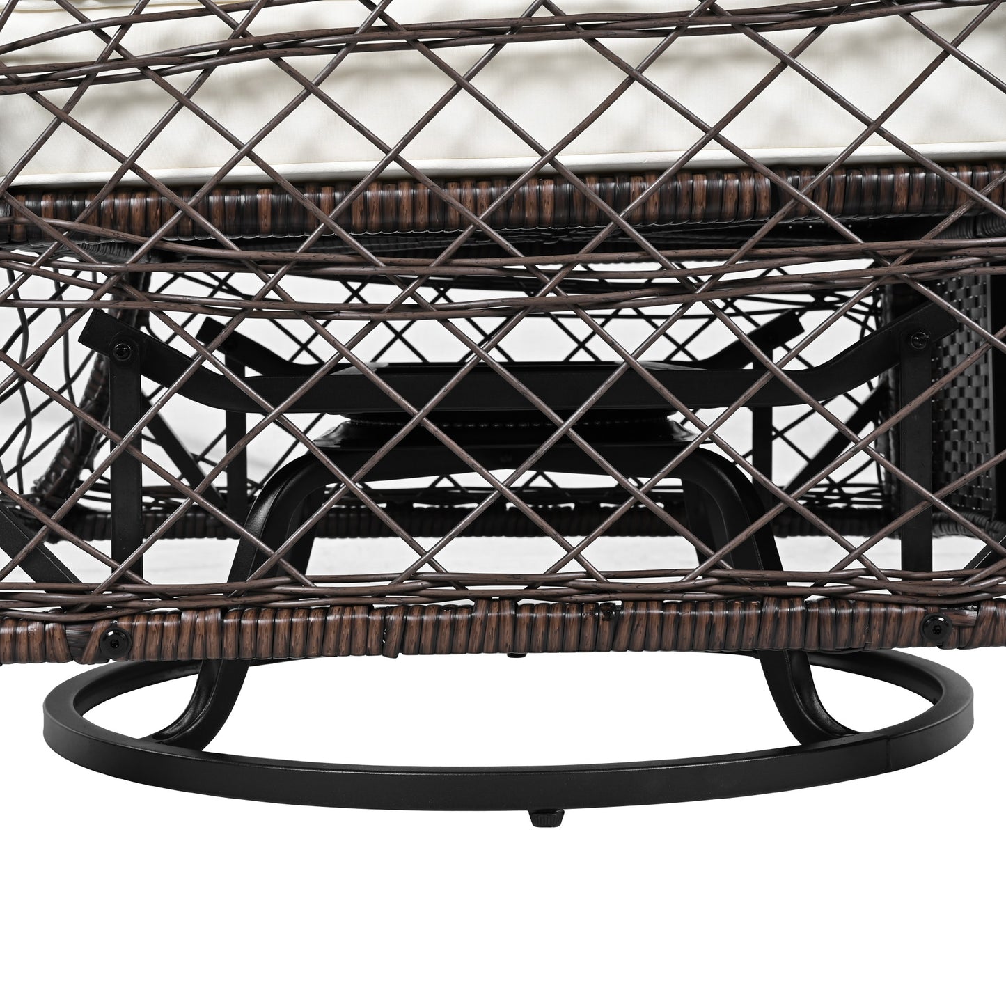 3-piece Outdoor Chair&Table Set Chat Set 2-person Rattan Seating Group with Two Swiveling and Rocking Chairs and a Square Table for Garden, Patio, or Balcony, Brown
