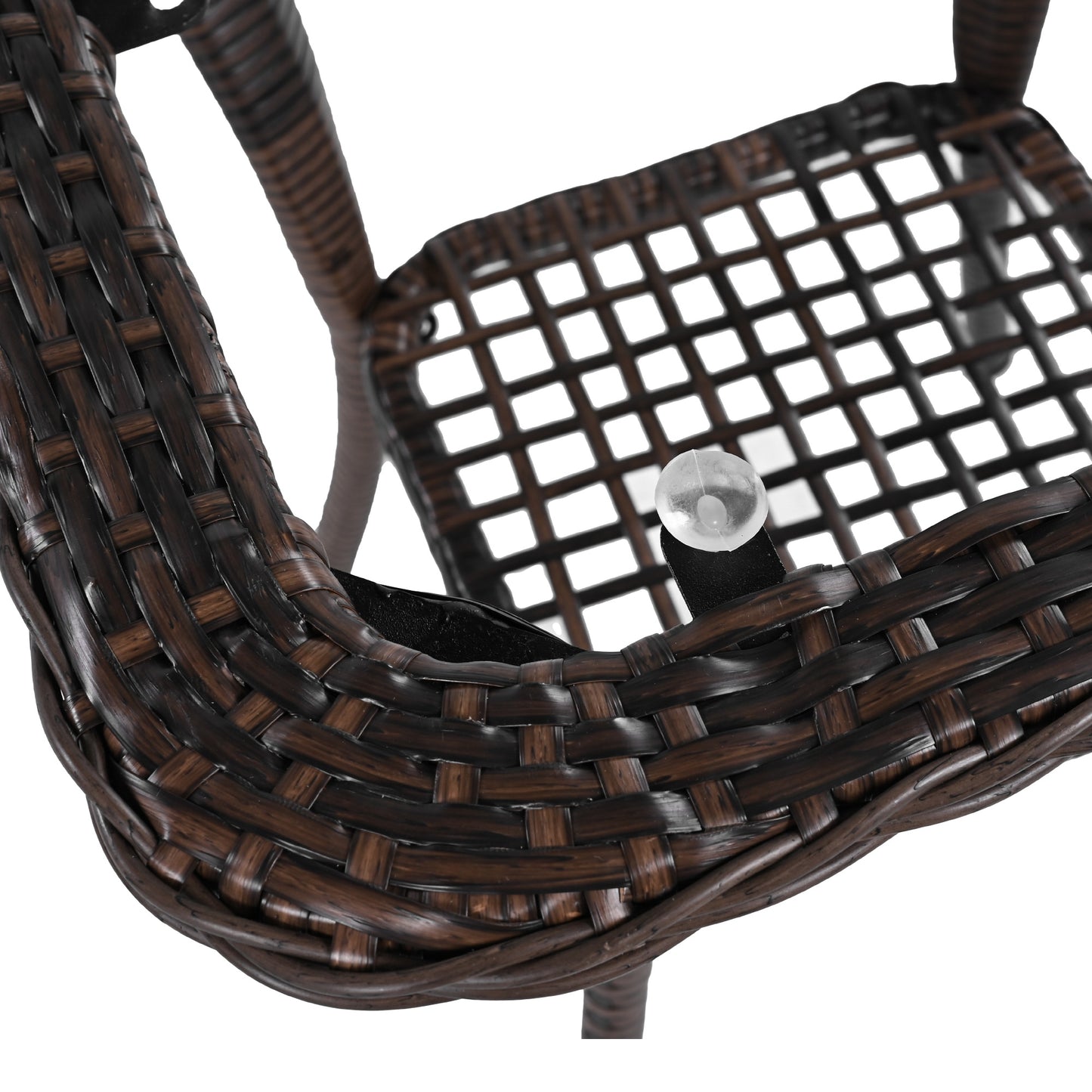 3-piece Outdoor Chair&Table Set Chat Set 2-person Rattan Seating Group with Two Swiveling and Rocking Chairs and a Square Table for Garden, Patio, or Balcony, Brown