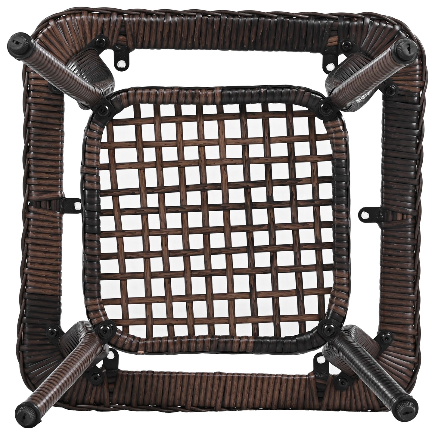 3-piece Outdoor Chair&Table Set Chat Set 2-person Rattan Seating Group with Two Swiveling and Rocking Chairs and a Square Table for Garden, Patio, or Balcony, Brown