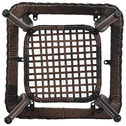 3-piece Outdoor Chair&Table Set Chat Set 2-person Rattan Seating Group with Two Swiveling and Rocking Chairs and a Square Table for Garden, Patio, or Balcony, Brown