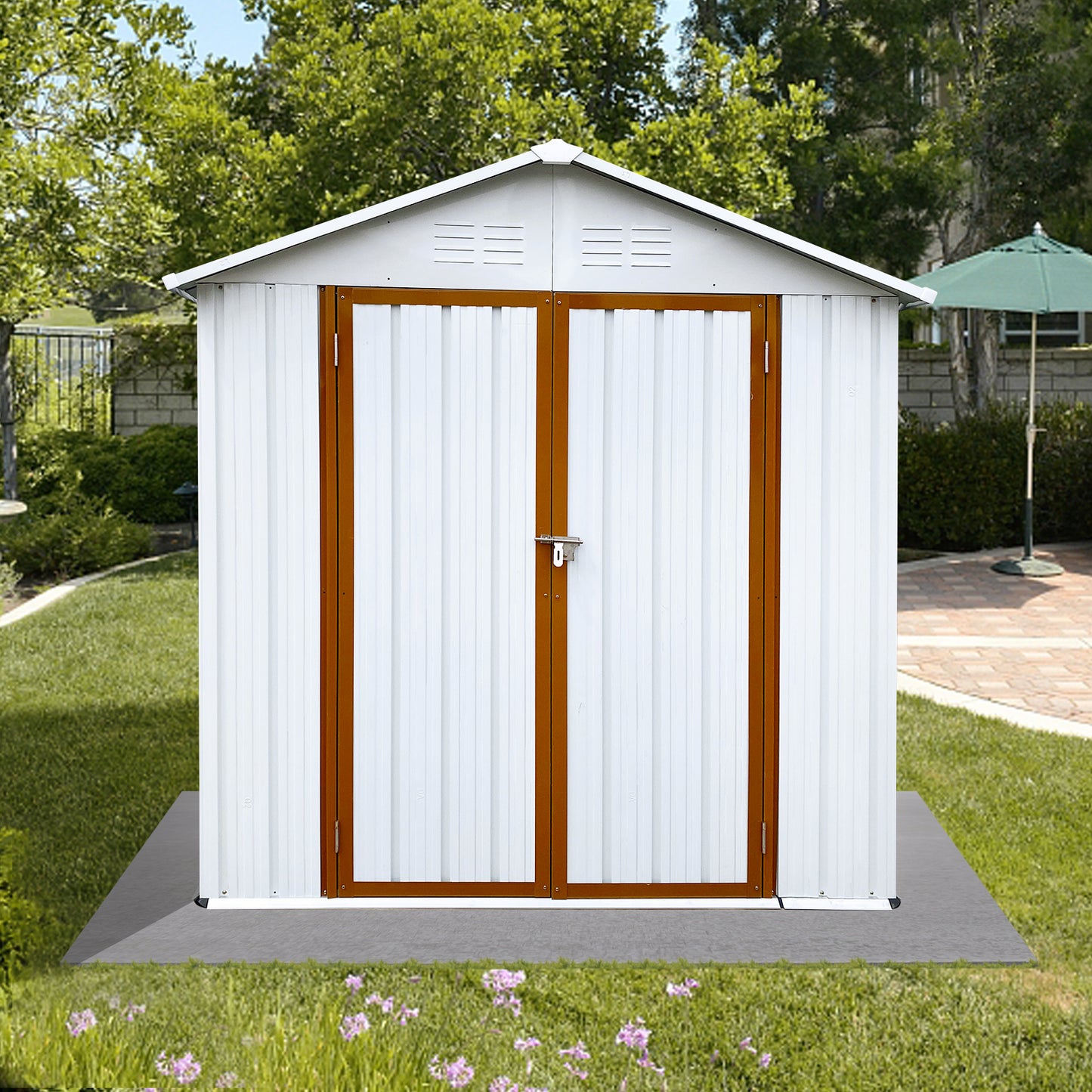 Outdoor storage sheds 6FTx4FT Apex roof White+Yellow