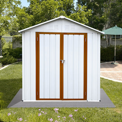 Outdoor storage sheds 6FTx4FT Apex roof White+Yellow