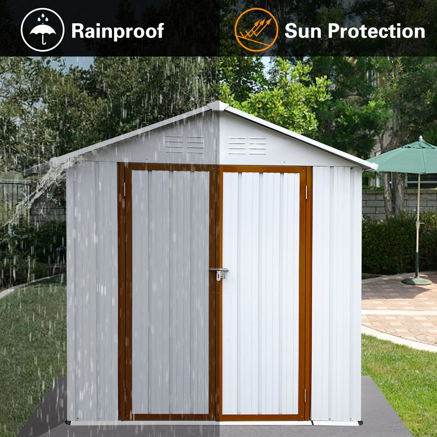 Outdoor storage sheds 6FTx4FT Apex roof White+Yellow