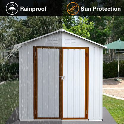 Outdoor storage sheds 6FTx4FT Apex roof White+Yellow