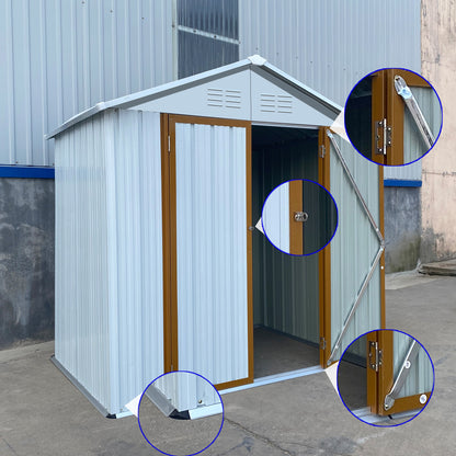 Outdoor storage sheds 6FTx4FT Apex roof White+Yellow