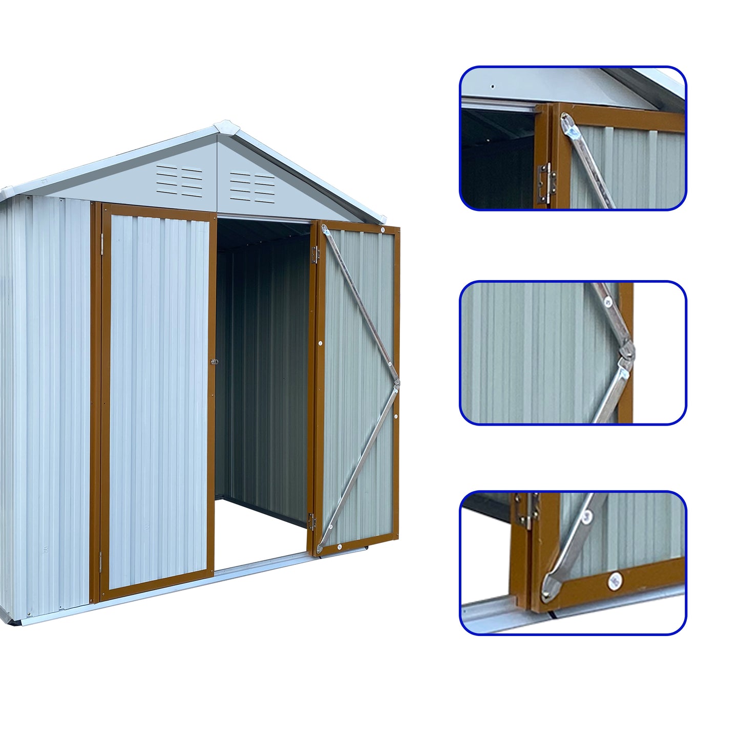 Outdoor storage sheds 6FTx4FT Apex roof White+Yellow