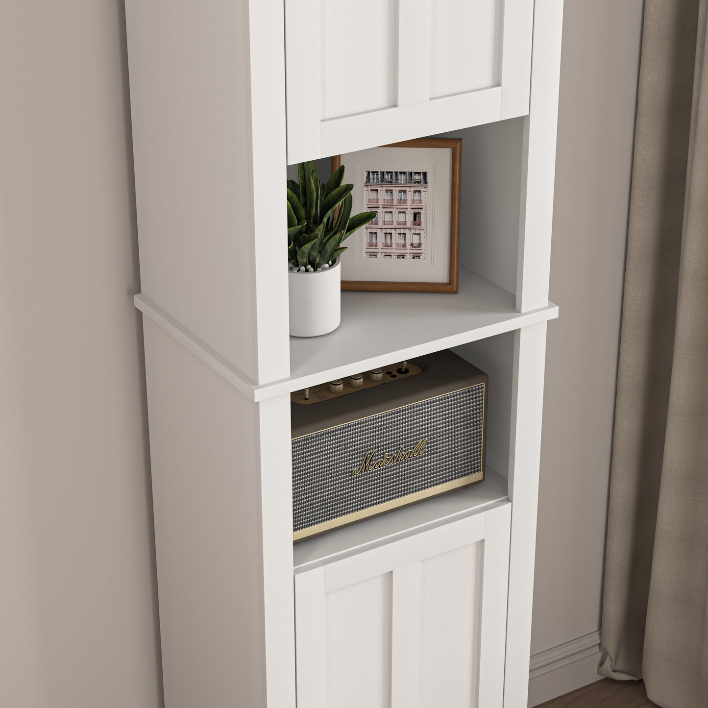 athroom Floor Storage Cabinet with 2 Doors Living Room Wooden Cabinet with 6 Shelves 15.75 x 11.81 x 66.93 inch