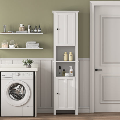 athroom Floor Storage Cabinet with 2 Doors Living Room Wooden Cabinet with 6 Shelves 15.75 x 11.81 x 66.93 inch