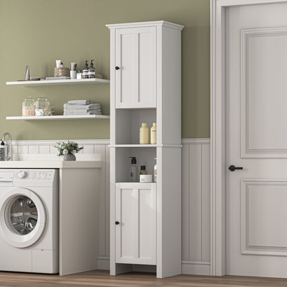 athroom Floor Storage Cabinet with 2 Doors Living Room Wooden Cabinet with 6 Shelves 15.75 x 11.81 x 66.93 inch