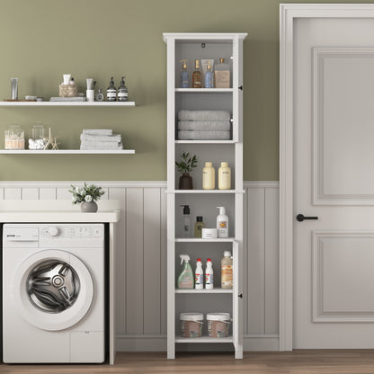 athroom Floor Storage Cabinet with 2 Doors Living Room Wooden Cabinet with 6 Shelves 15.75 x 11.81 x 66.93 inch