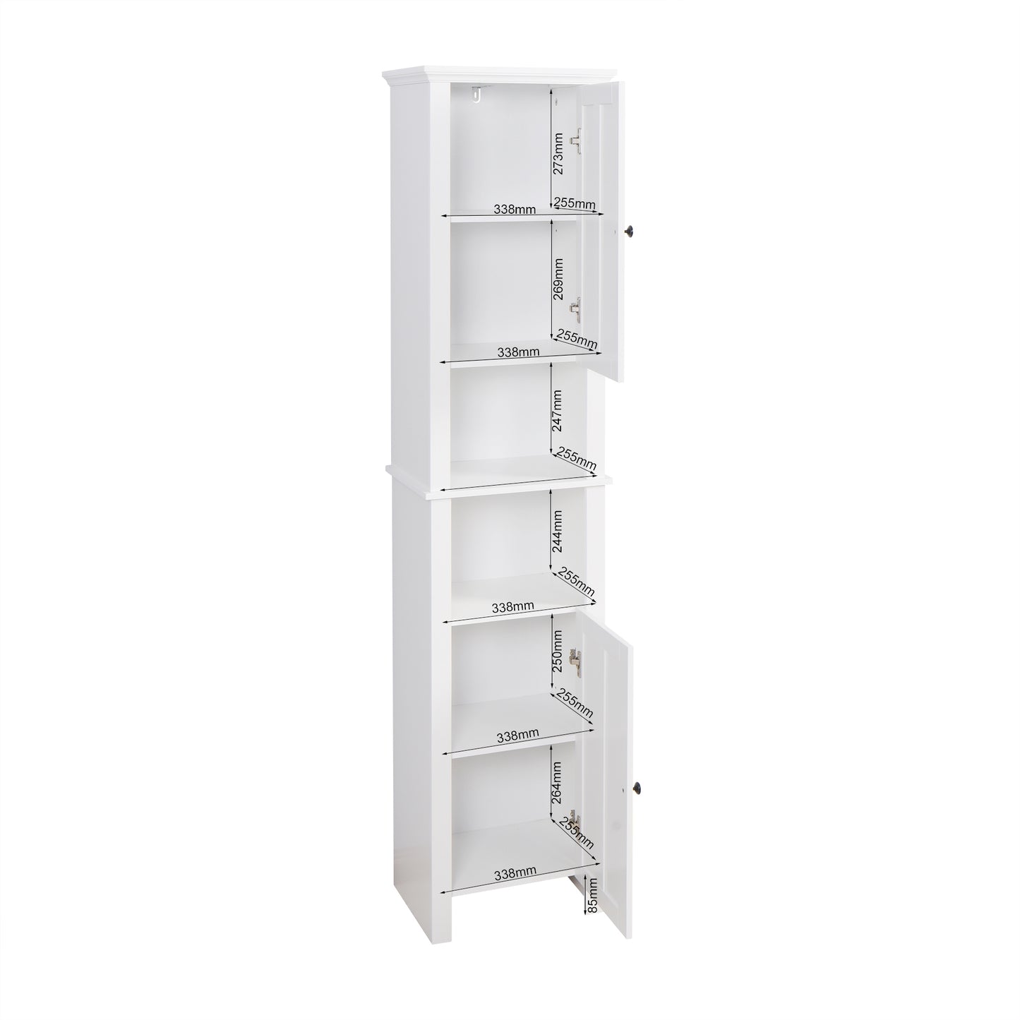 athroom Floor Storage Cabinet with 2 Doors Living Room Wooden Cabinet with 6 Shelves 15.75 x 11.81 x 66.93 inch