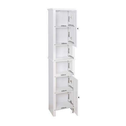 athroom Floor Storage Cabinet with 2 Doors Living Room Wooden Cabinet with 6 Shelves 15.75 x 11.81 x 66.93 inch