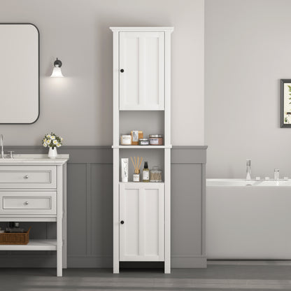 athroom Floor Storage Cabinet with 2 Doors Living Room Wooden Cabinet with 6 Shelves 15.75 x 11.81 x 66.93 inch