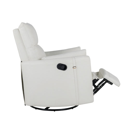 Upholstered Swivel Recliner Manual Rocker Recliner Chair Baby Nursery Chair with Two Removable Pillows for Living Room, Beige