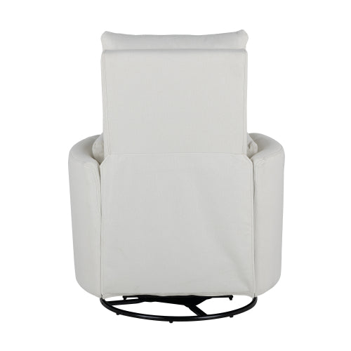 Upholstered Swivel Recliner Manual Rocker Recliner Chair Baby Nursery Chair with Two Removable Pillows for Living Room, Beige