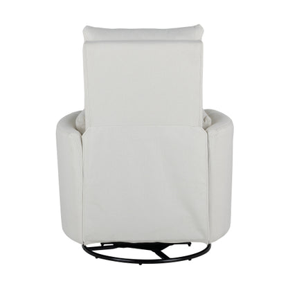 Upholstered Swivel Recliner Manual Rocker Recliner Chair Baby Nursery Chair with Two Removable Pillows for Living Room, Beige