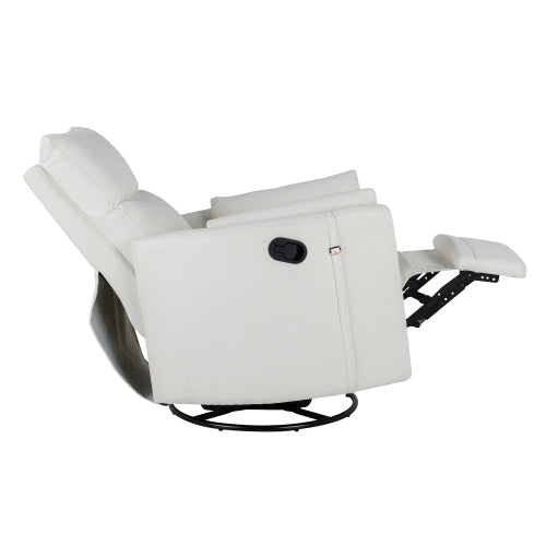 Upholstered Swivel Recliner Manual Rocker Recliner Chair Baby Nursery Chair with Two Removable Pillows for Living Room, Beige