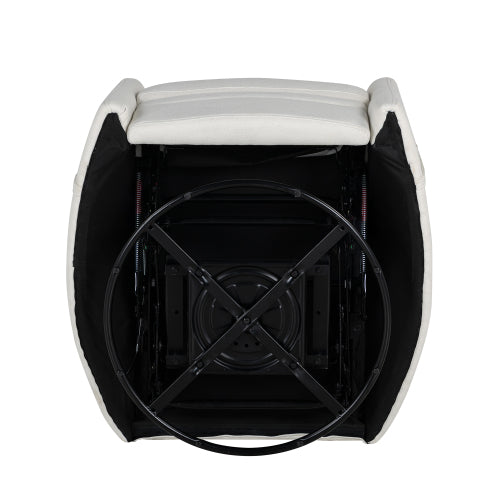 Upholstered Swivel Recliner Manual Rocker Recliner Chair Baby Nursery Chair with Two Removable Pillows for Living Room, Beige