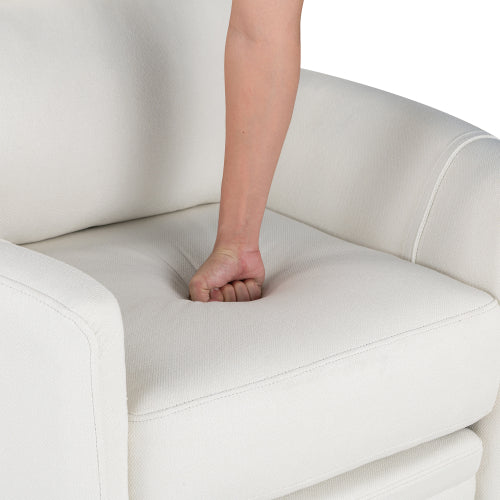 Upholstered Swivel Recliner Manual Rocker Recliner Chair Baby Nursery Chair with Two Removable Pillows for Living Room, Beige