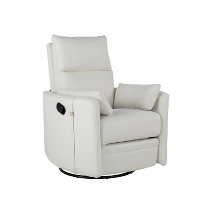 Upholstered Swivel Recliner Manual Rocker Recliner Chair Baby Nursery Chair with Two Removable Pillows for Living Room, Beige