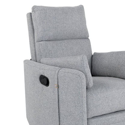Upholstered Swivel Recliner Manual Rocker Recliner Chair Baby Nursery Chair with Two Removable Pillows for Living Room, Dark Grey
