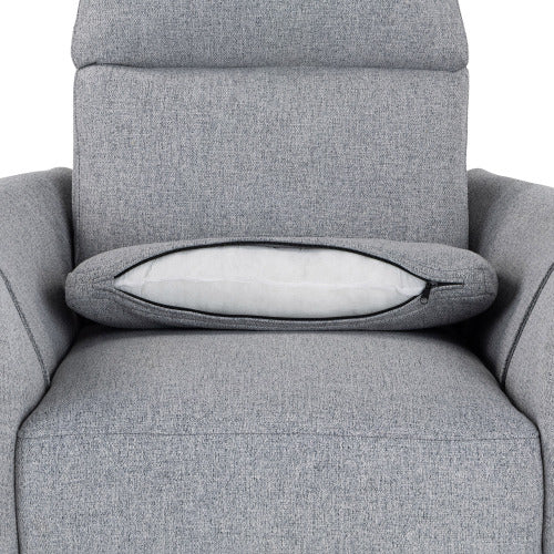 Upholstered Swivel Recliner Manual Rocker Recliner Chair Baby Nursery Chair with Two Removable Pillows for Living Room, Dark Grey