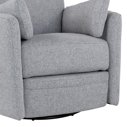 Upholstered Swivel Recliner Manual Rocker Recliner Chair Baby Nursery Chair with Two Removable Pillows for Living Room, Dark Grey