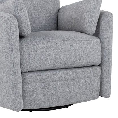 Upholstered Swivel Recliner Manual Rocker Recliner Chair Baby Nursery Chair with Two Removable Pillows for Living Room, Dark Grey