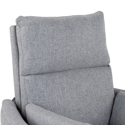Upholstered Swivel Recliner Manual Rocker Recliner Chair Baby Nursery Chair with Two Removable Pillows for Living Room, Dark Grey