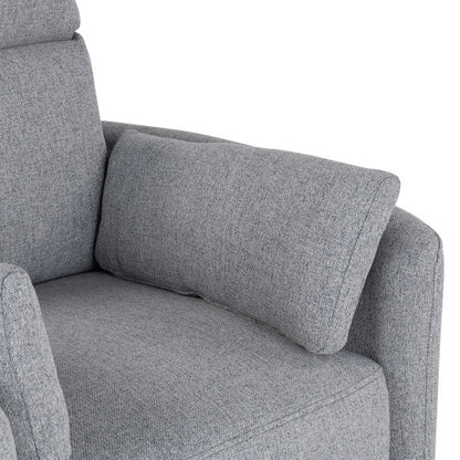 Upholstered Swivel Recliner Manual Rocker Recliner Chair Baby Nursery Chair with Two Removable Pillows for Living Room, Dark Grey