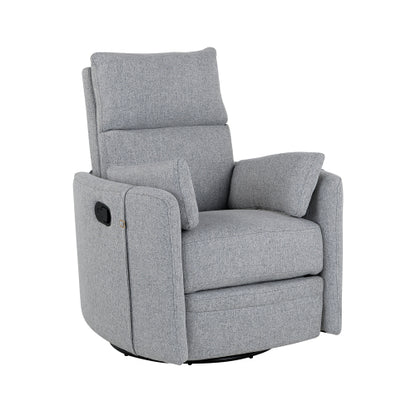 Upholstered Swivel Recliner Manual Rocker Recliner Chair Baby Nursery Chair with Two Removable Pillows for Living Room, Dark Grey