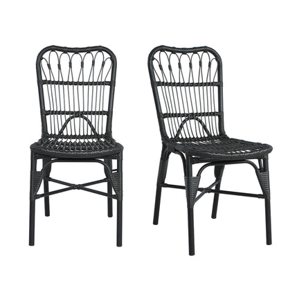 Outdoor PE Wicker Patio Dining Chairs Set of 2,Outdoor Rattan chairs for Backyard, Poolside, Garden, GREY