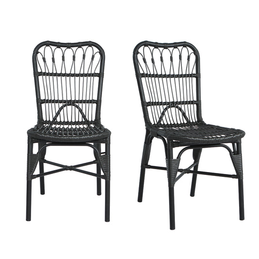 Outdoor PE Wicker Patio Dining Chairs Set of 2,Outdoor Rattan chairs for Backyard, Poolside, Garden, GREY