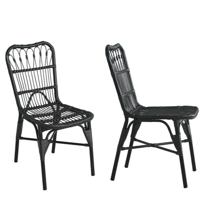 Outdoor PE Wicker Patio Dining Chairs Set of 2,Outdoor Rattan chairs for Backyard, Poolside, Garden, GREY