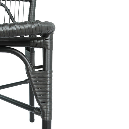 Outdoor PE Wicker Patio Dining Chairs Set of 2,Outdoor Rattan chairs for Backyard, Poolside, Garden, GREY